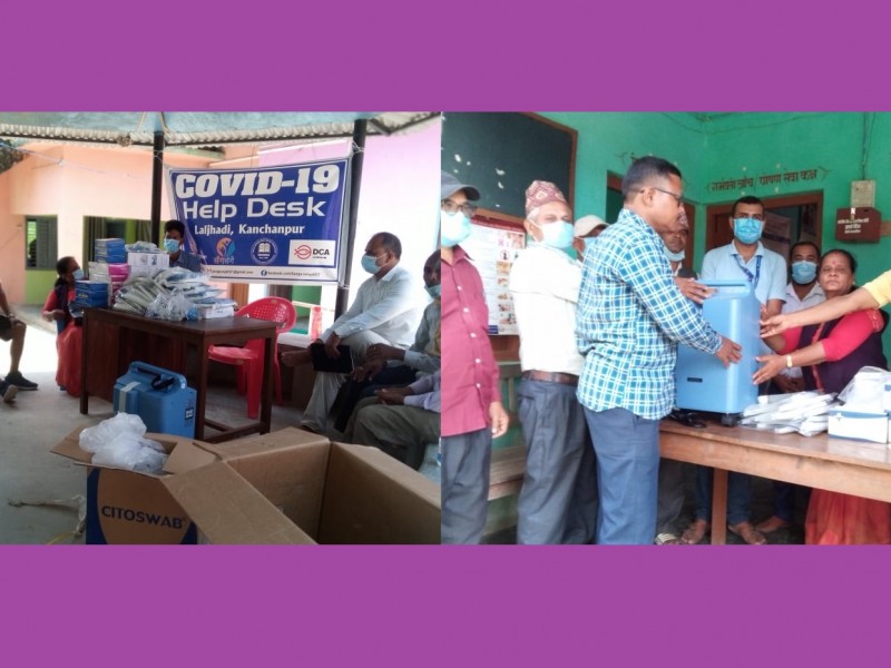लालझाडी गाउँपालिका र बेलौरीको लक्ष्मीपुर स्वास्थ्य चौकीलाई स्वास्थ्य सामग्री हस्तान्तरण